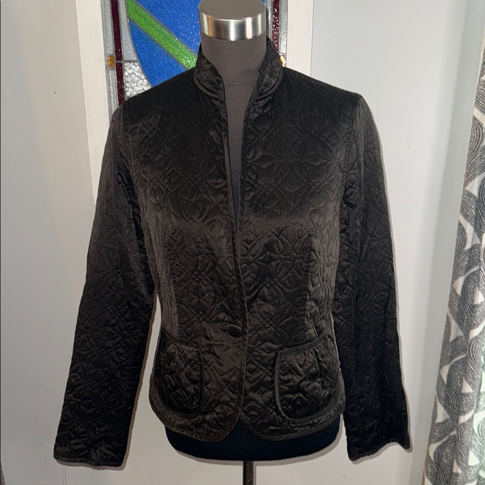 Black Quilted Silk Jacket